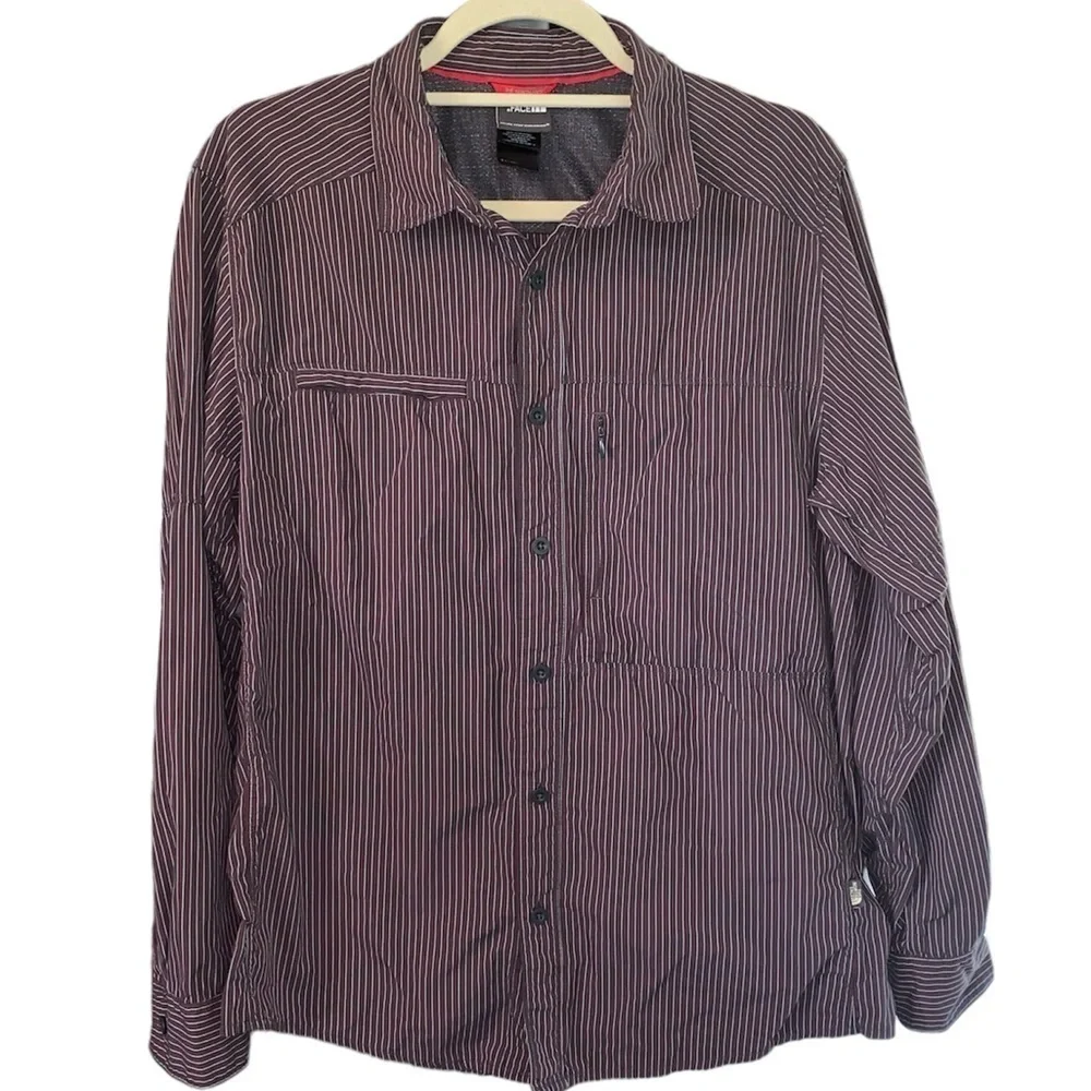 The North Face button down shirt long sleeve hidden pockets stripes size medium